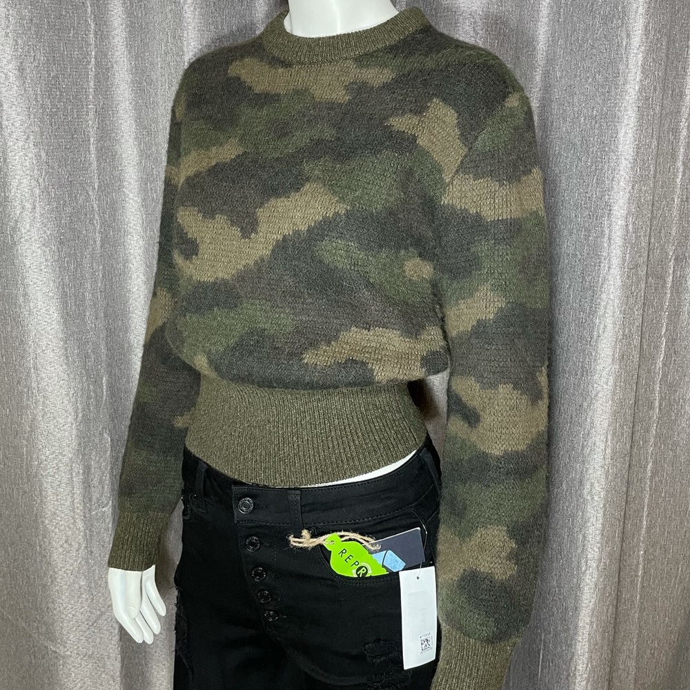 Polo Ralph Lauren Camouflage Print Crew Neck Wool Sweater XS - Picture 4 of 15